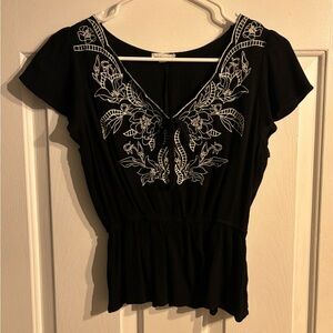 Love on a hanger black floral top